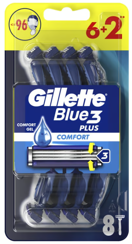 Gillette Blue 3 Tıraş Bıçağı 6 + 2 li Blister Comfort