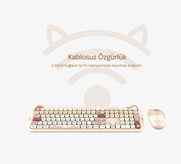 Everest Km-6283 Catty Wireless-Bluetooth Kablosuz Set