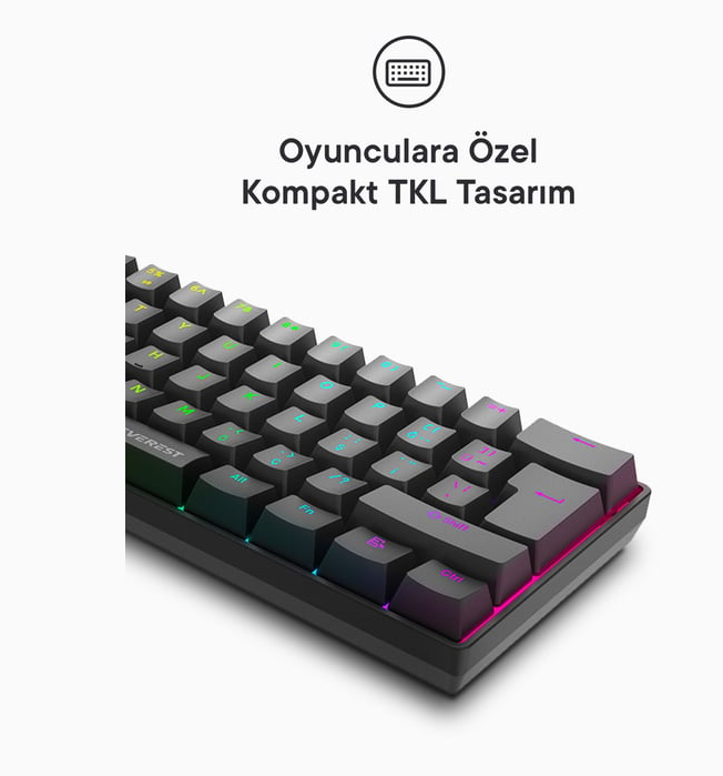 Everest Amber Type-C Bağlantılı RGB Ledli Mekanik Gaming Oyuncu Klavye