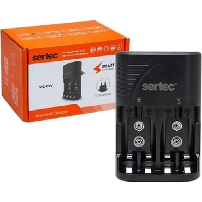 Sertec Stc-C9V / C802 Aa-Aaa-9V Uyumlu 4Lü Pil Şarj Aleti