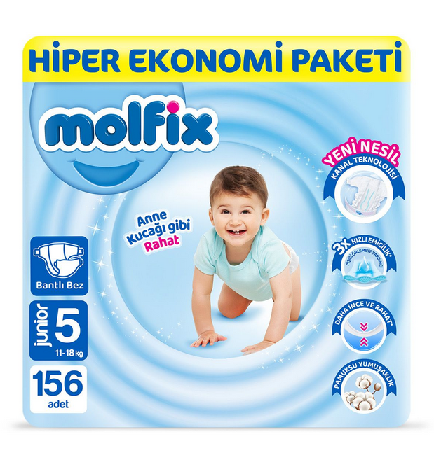 Molfix Bebek Bezi 5 Beden Junior Hiper Ekonomi Paketi 156 Adet
