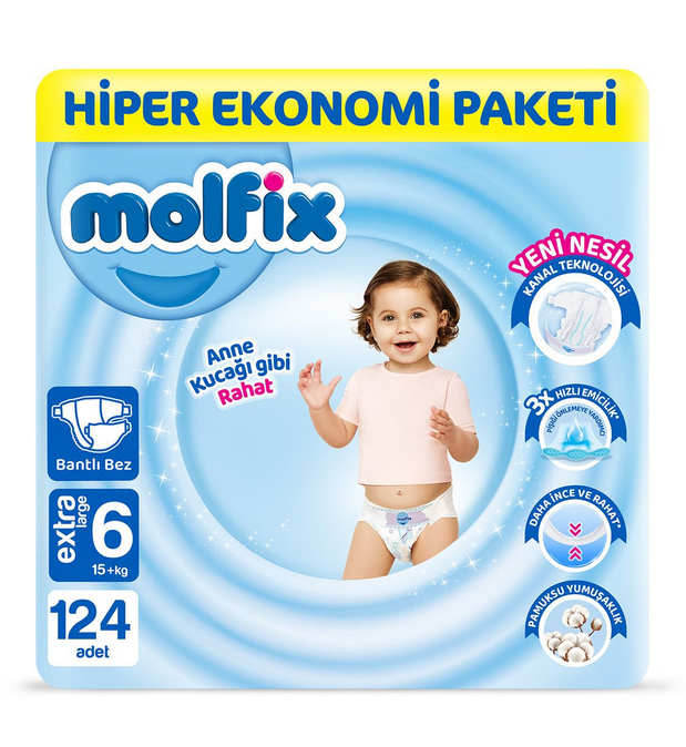 Molfix Bebek Bezi Ultra Fırsat Paketi X Large 6 No 124 Lü