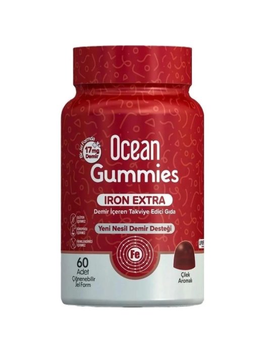 Ocean Gummies Iron Extra 60 Çiğneme Jel Form