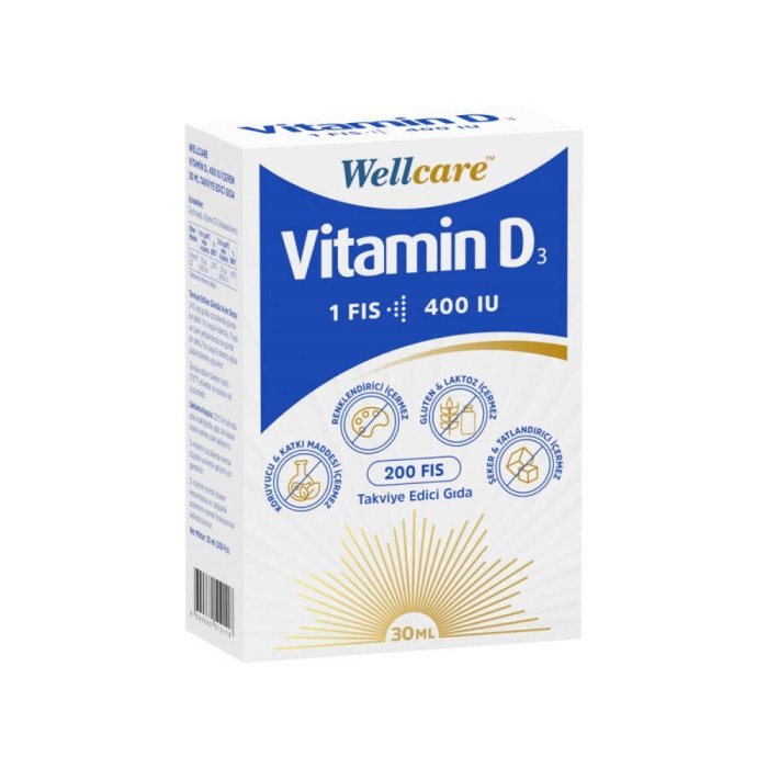 Wellcare Vitamin D3 400 Iu 30 Ml