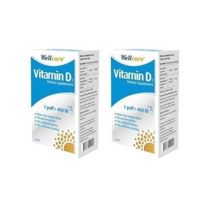 Wellcare Vitamin D3 400 Iu Sprey 5 Ml 2 Adet