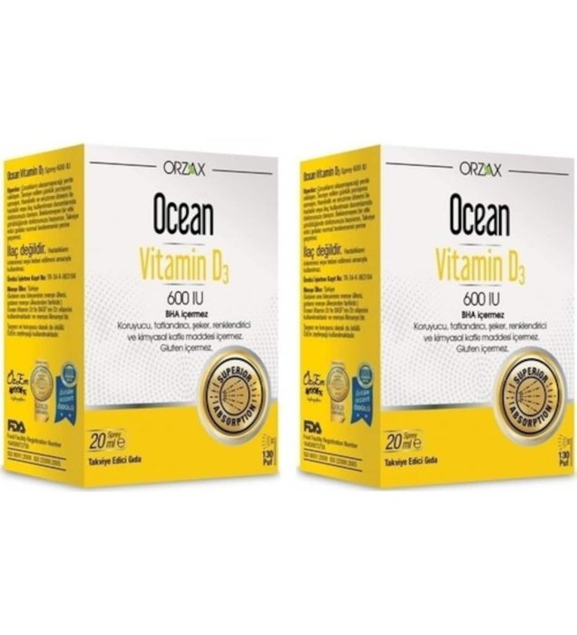 Ocean Vitamin D3 600 Iu Sprey 20 Ml 2 Adet