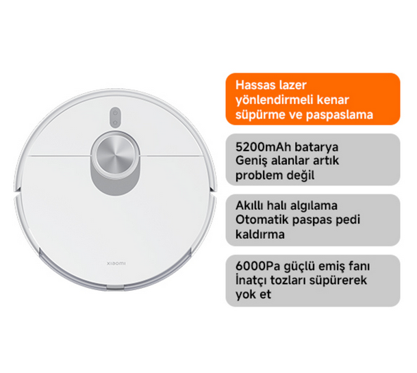 Xiaomi Robot Vacuum S20+ Plus Akıllı Robot Süpürge - Beyaz(Xiaomi Türkiye Garantili)