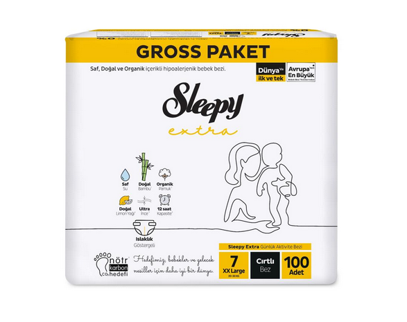 Sleepy Extra Gross Bebek Bezi XXL 7 Numara 100 Adet