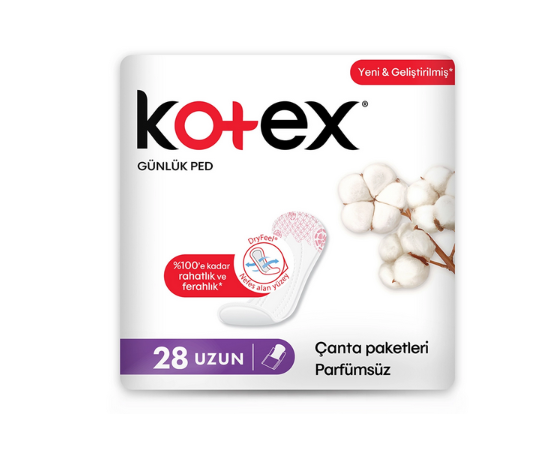 Kotex Günlük Ped Uzun 28’li Çanta Paketleri Parfümsüz