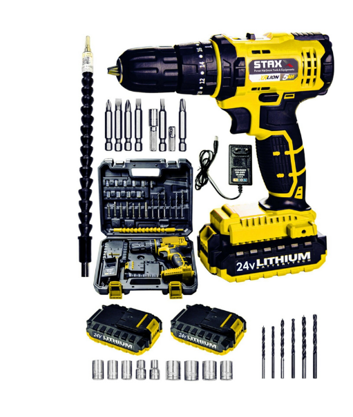 STAXX POWER Stx1069 24v Çift Akülü Şarjlı Vidalama Darbeli Matkap Çantalı Set + 24parça Usta Seti
