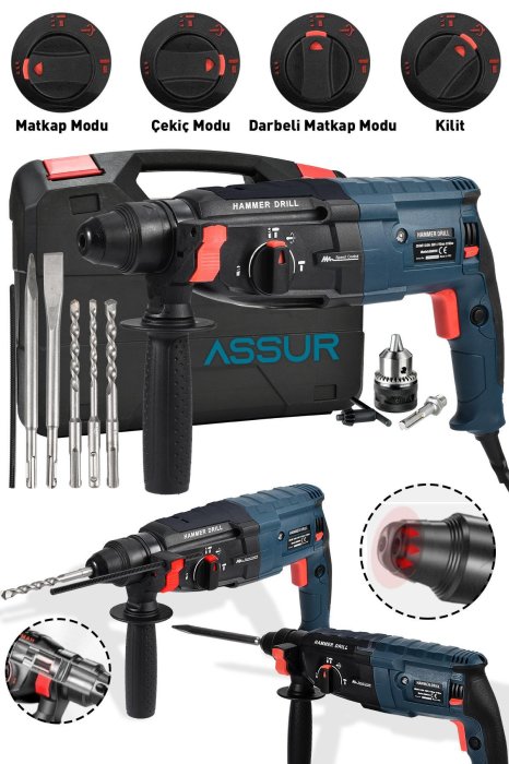 ASSUR Profesyonel Metal Şanzıman Kırıcı Delici Hilti Darbeli Matkap 2-28 mm