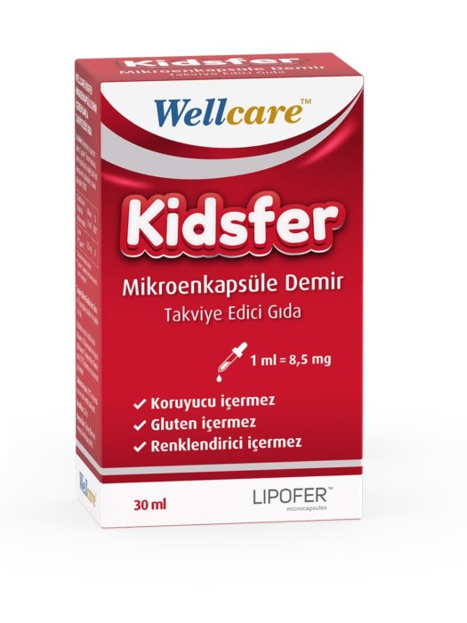 Wellcare Kidsfer Mikroenkapsüle Demir İçeren Damla Takviye Edici Gıda 8,5 Mg/Ml 30 Ml Şişe