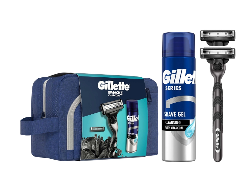 Gillette Mach3 Charcoal Tıraş Makinesi + 1 Yedek Başlık + Charcoal Tıraş Jeli 200 ml + Çanta