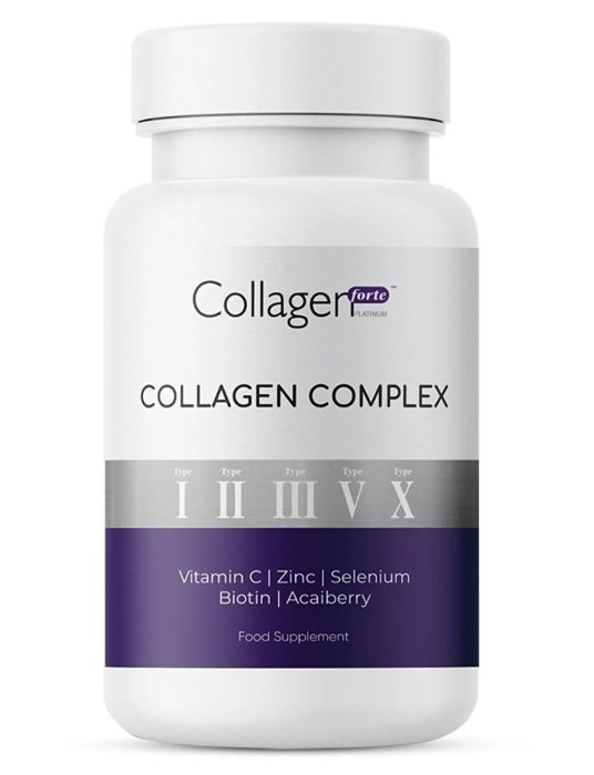 Collagen Forte Platinum 5 Tip Kolajen Complex Tip 1,2,3,5 Ve Tip 10 Biotin, Çinko, Selenyum, C Vitamini & Açai, 90 Tablet