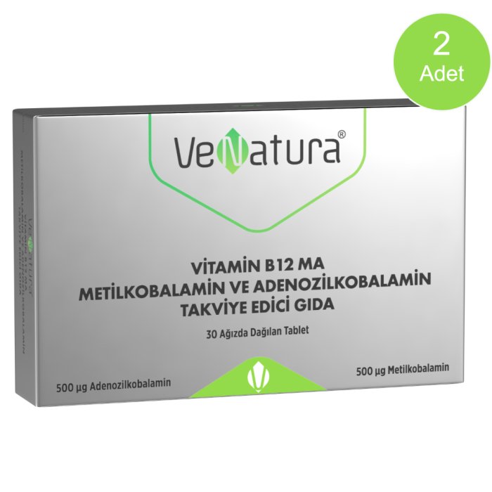 Venatura Vitamin B12 Ma Metilkobalamin Ve Adenozilkobalamin 30 Tablet 2 Adet