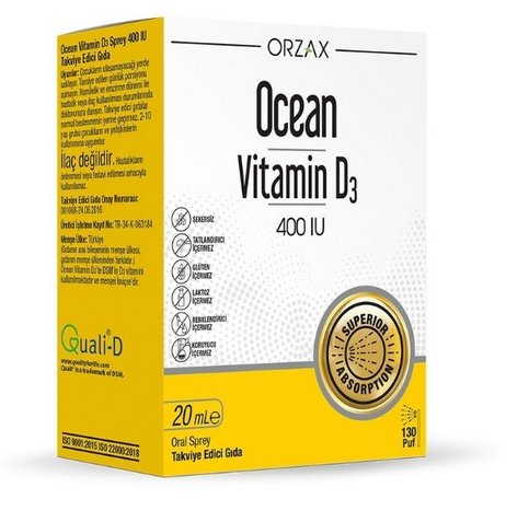 Ocean Vitamin D3 400 Iu 20 Ml Sprey 2 Adet