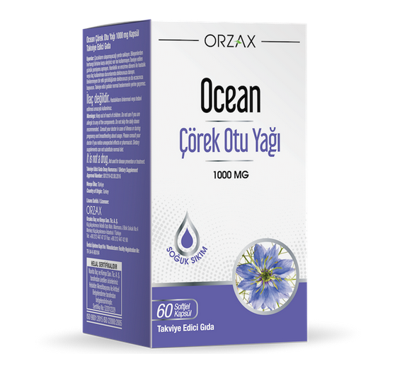 Ocean Çörek Otu Yağı 1000 Mg 60 Kapsül  2 Li