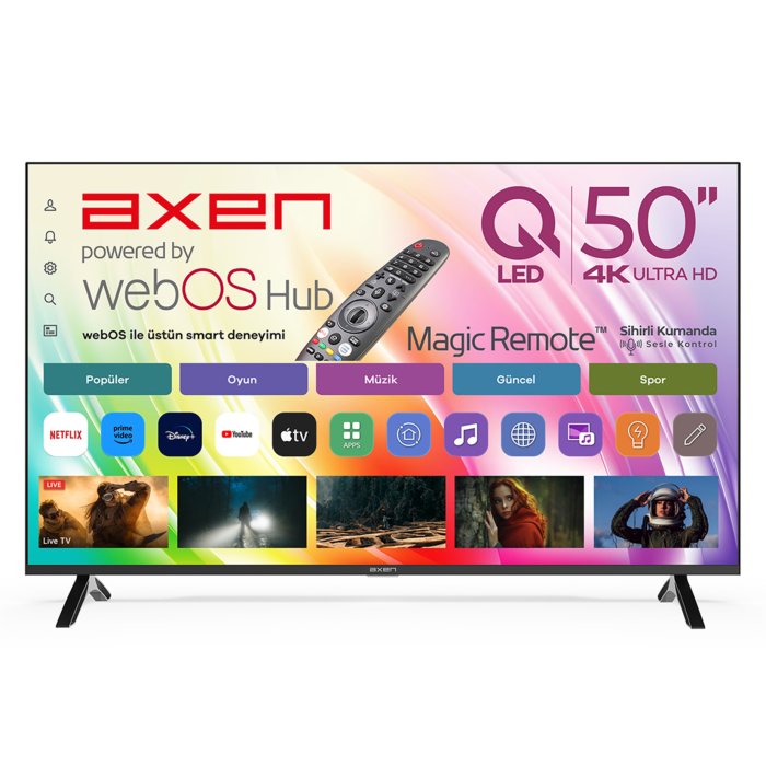 Axen AX50QMN252C-S 50'' Frameless UHD Webos Tv