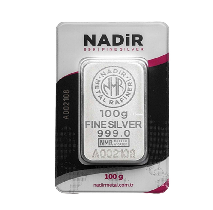 Nadir Gold 100 Gram Külçe Gümüş 999 Ayar