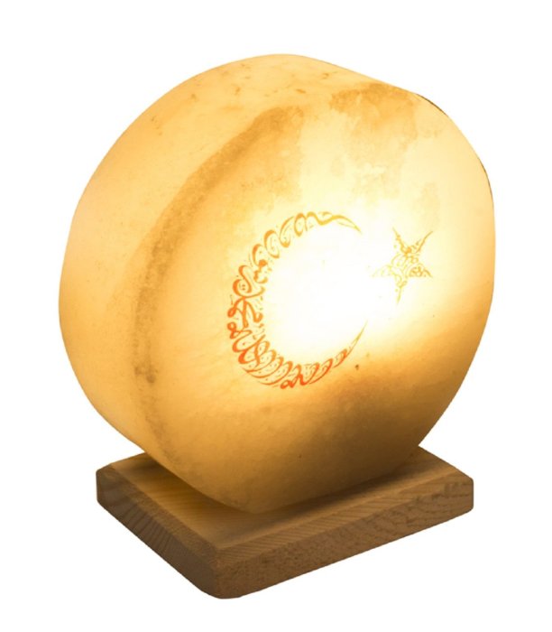 Ay Yıldız Baskılı Daire Kaya Tuzu Lambası