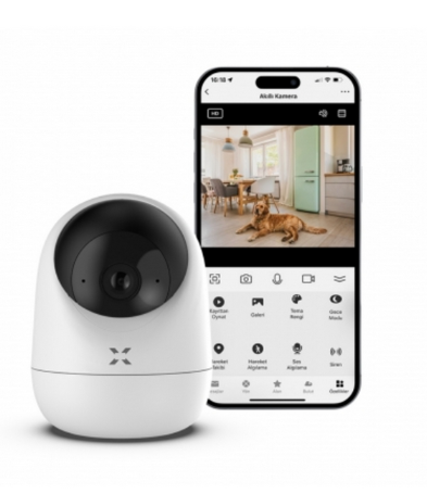 Xenon Smart Ev Kamerası 2K 3MP WiFi Mobil Kontrol Sesli  360° Ptz Hareket Takip İç Mekan Kamera