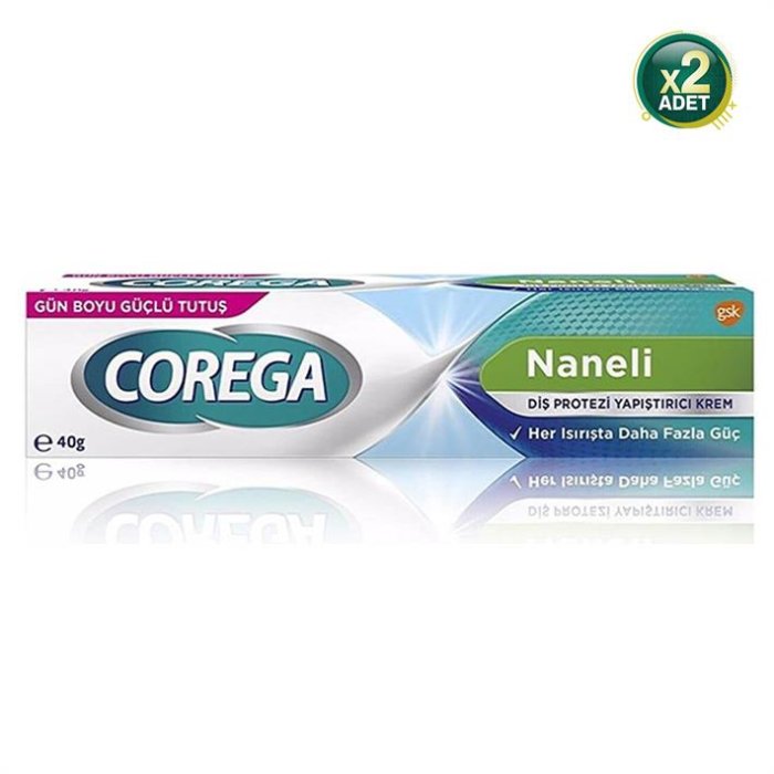 Corega Süper Protez Yapıştırıcı Naneli Krem 40 Gr 2 Adet