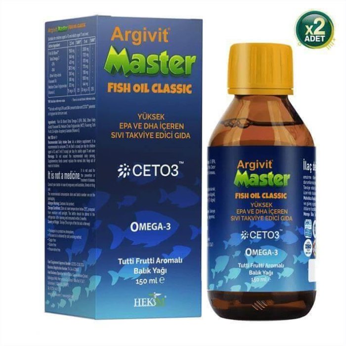 Argivit Master Fish Oil Classic Balık Yağı 150 Ml 2 Adet
