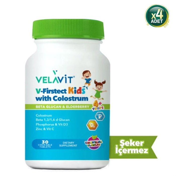 Velavit V-Firstect Kids With Colostrum 30 Tablet 4 Adet