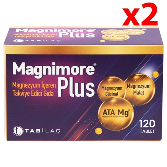Magnimore Plus Magnezyum İçeren Takviye Edici Gıda 120 Tablet 2 Adet