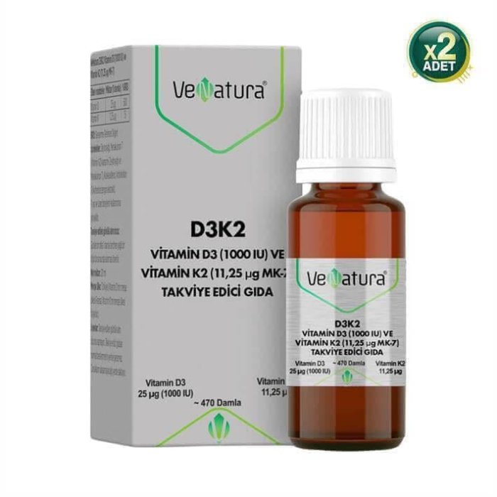 Venatura Vitamin D3K2 Vitamin  Takviye Edici Gıda 2 Adet