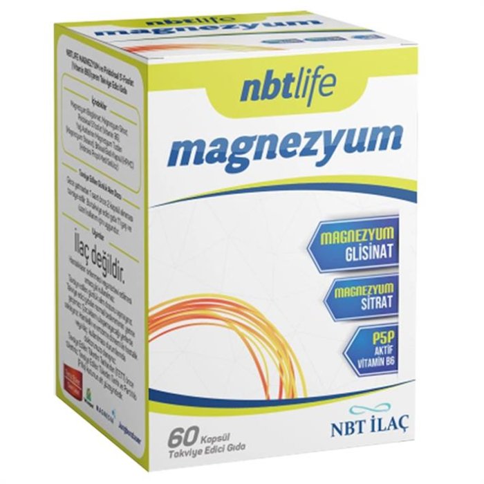 NBT İlaç Magnezyum P5P Takviye Edici Gıda 60 Kapsül