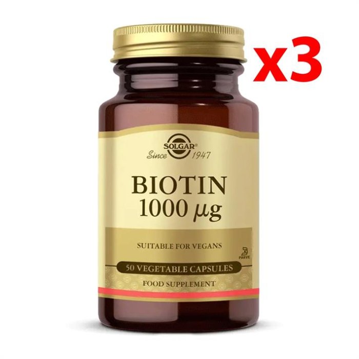 Solgar Biotin 1000 Mcg 50 Kapsül 3 Adet