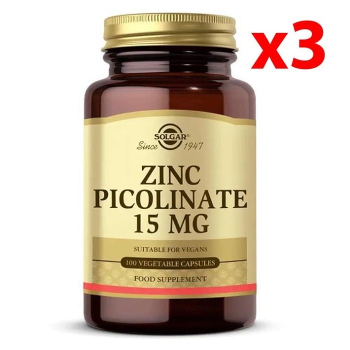 Solgar Zinc Picolinate 15 Mg 100 Kapsül 3 Adet