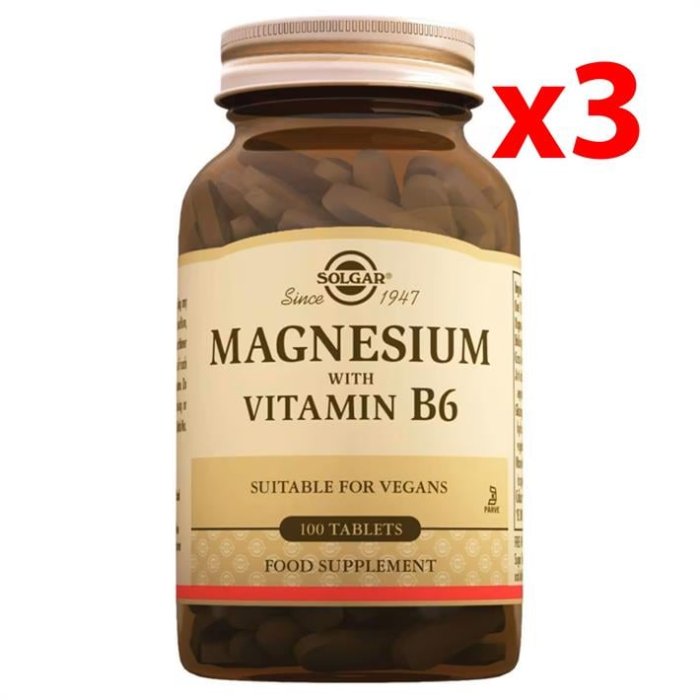 Solgar Magnesium With Vitamin B6 100 Tablet 3 Adet