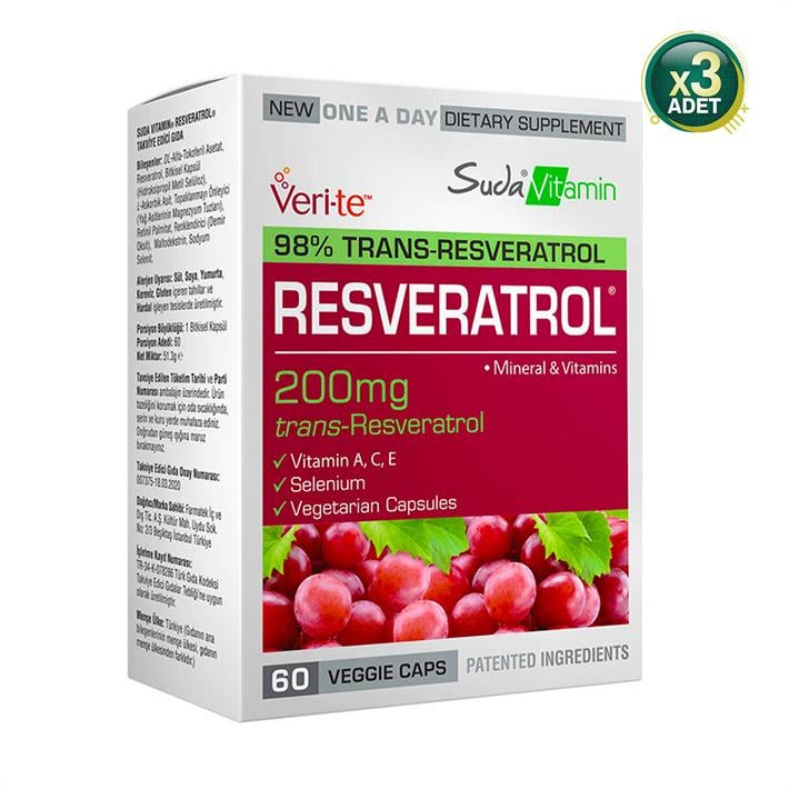 Suda Vitamin Resveratrol 60 Bitkisel Kapsül 3 Adet