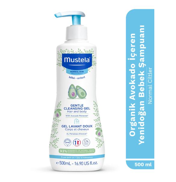 Mustela Organik Avokado İçeren  Yenidoğan Bebek  Göz Yakmayan Şampuanı Saç, Vücut 500 ml