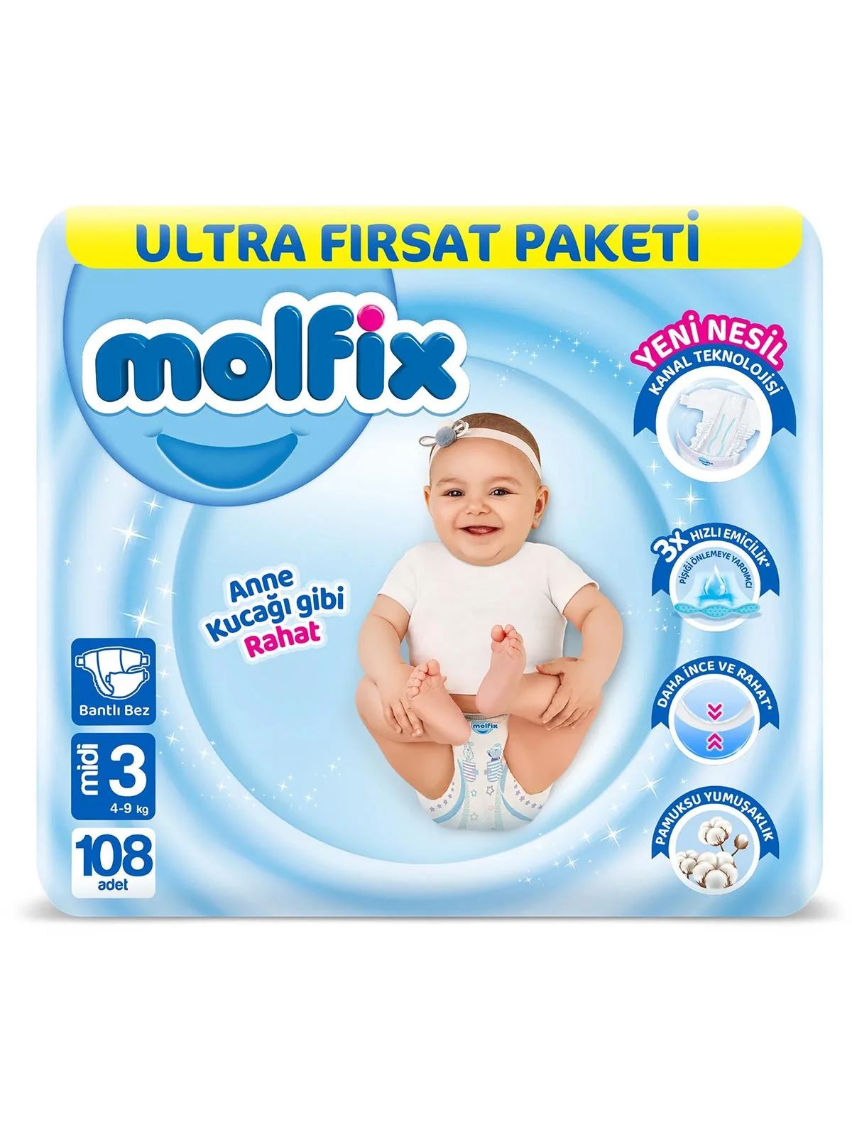 Molfix Ultra Fırsat Paketi Midi 3 Beden 108 Adet - Standart