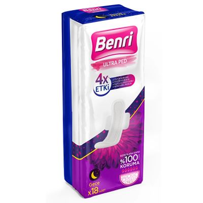 Benri Hijyenik Ped Gece Çoklu 18'li