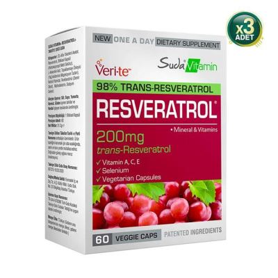 Suda Vitamin Resveratrol 60 Bitkisel Kapsül 3 Adet