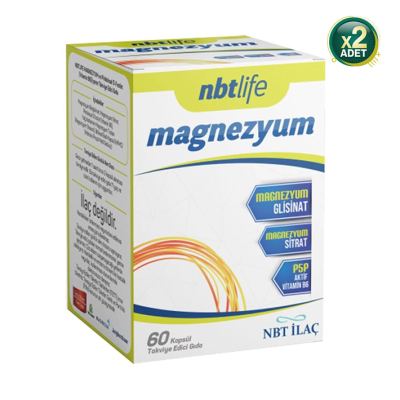 NBT İlaç Magnezyum P5P Takviye Edici Gıda 60 Kapsül 2 Adet