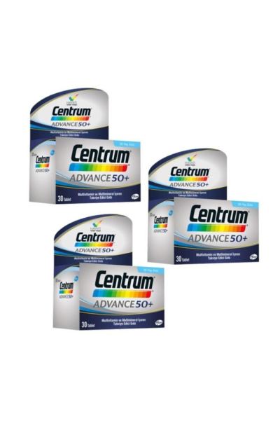 Centrum Advance 50+ Multivitamin 30 Tablet 3 lü Paket
