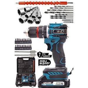Ki̇mmeer Plus 21v Akülü Vidalama Kömürsüz Motor Şarjlı Matkap
