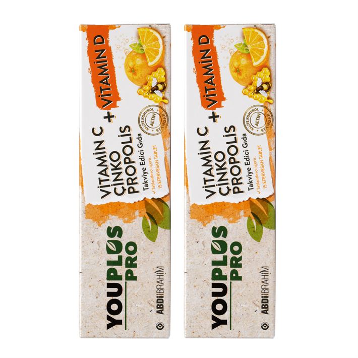 Youplus Pro Vitamin C Çinko Propolis Takviye Edici Gıda 15 Tablet 2 Adet