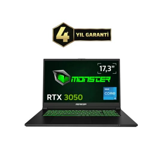 MONSTER Abra A7 V15.3.4 Intel Core i5 13500H 16 GB RAM 1 TB SSD 6 GB RTX 3050 FreeDOS 17,3" FHD 144 Hz