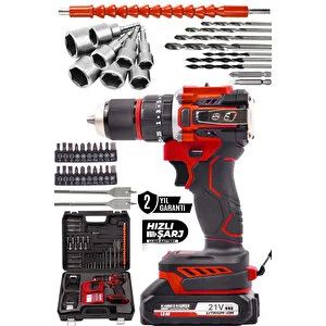 Ki̇mmeer Plus 21v Akülü Vidalama Kömürsüz Motor Şarjlı Matkap