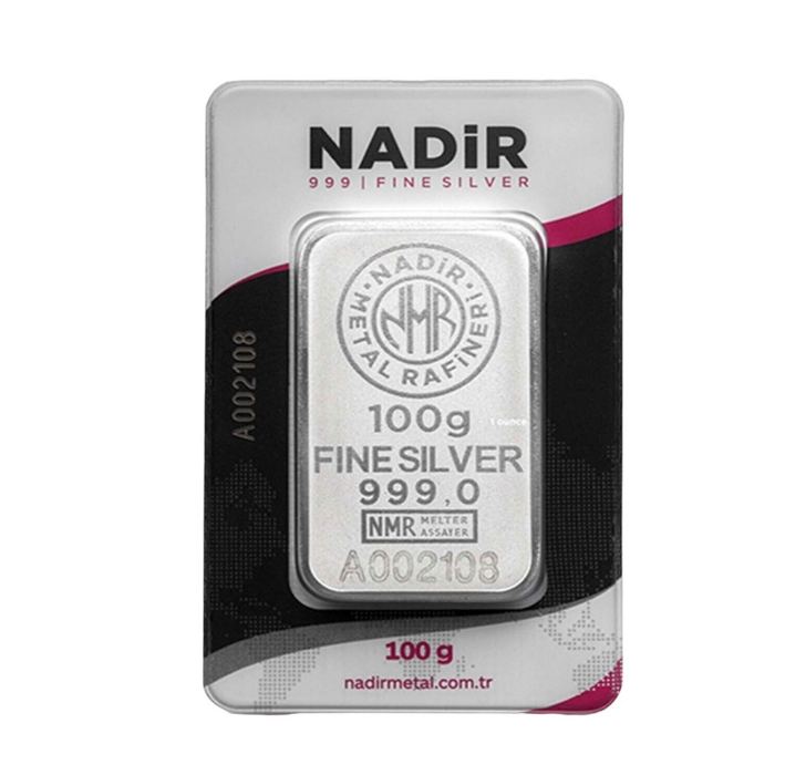 Nadir Gold 100 Gram Külçe Gümüş 999 Ayar
