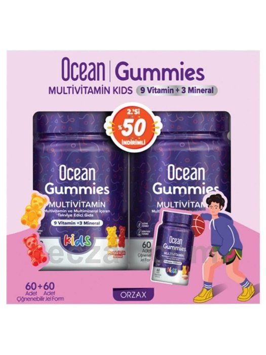 Ocean Gummies Multivitamin 2.Si %50 İndirimli 60+60 Çiğnenebilir Jel Form