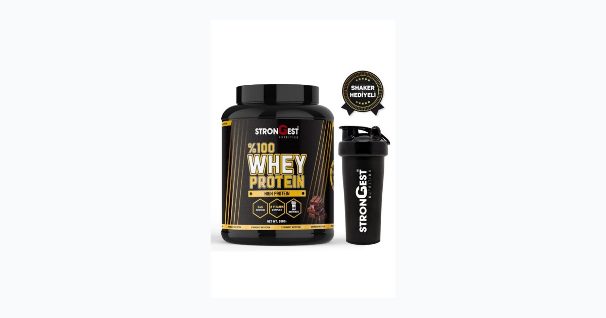 STRONGEST Whey Protein 960 gr 32 Servis Çikolata Aromalı %100 Protein Tozu