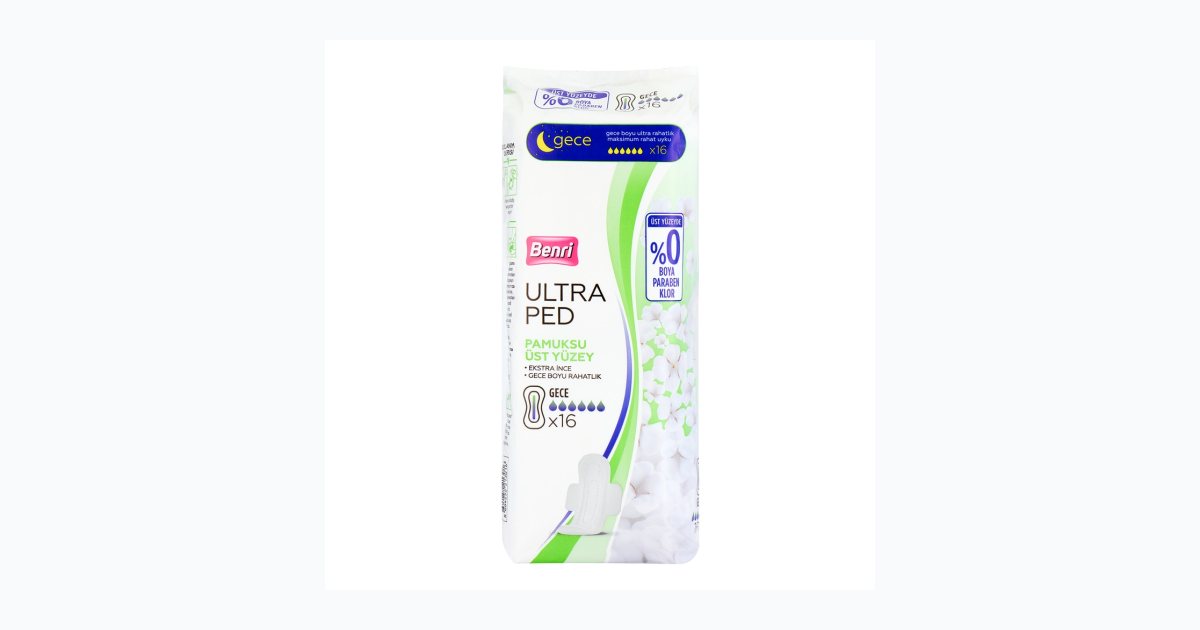 Benri Ultra Hijyenik Ped Pamuklu Gece 16'lı