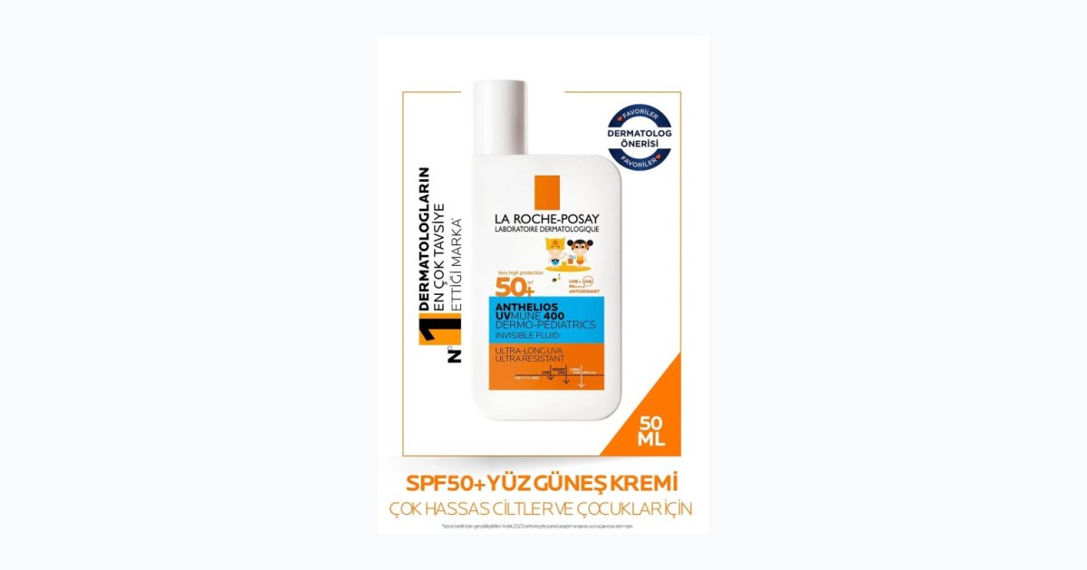 La Roche Posay Anthelios Dermo Pediatrics Uvmune 400 Invisible Fluid Yüz Güneş Kremi Spf50+ 50Ml